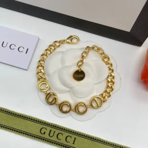 Alternative view of 18k Yellow plated plated GG bracelet with 5 round loops