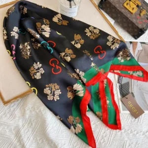 Alternative view of GG Silk scarf mixed colours red green blue