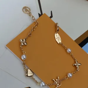 Alternative view of 18k Rose gold plated LV bracelet with pearls and charms