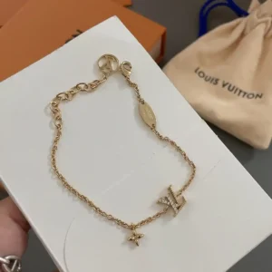 Alternative view of 18k Yellow gold plated LV charm bracelet with stones and disk