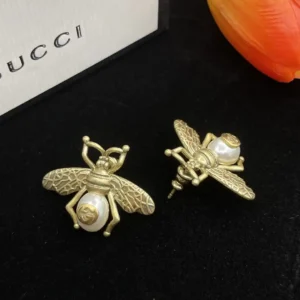 Alternative view of 18k Gold plated bee GG earrings