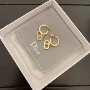 18k Yellow gold plated CD drop earring with stones