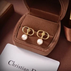 18k Yellow gold plated CD drop earring with round pearls