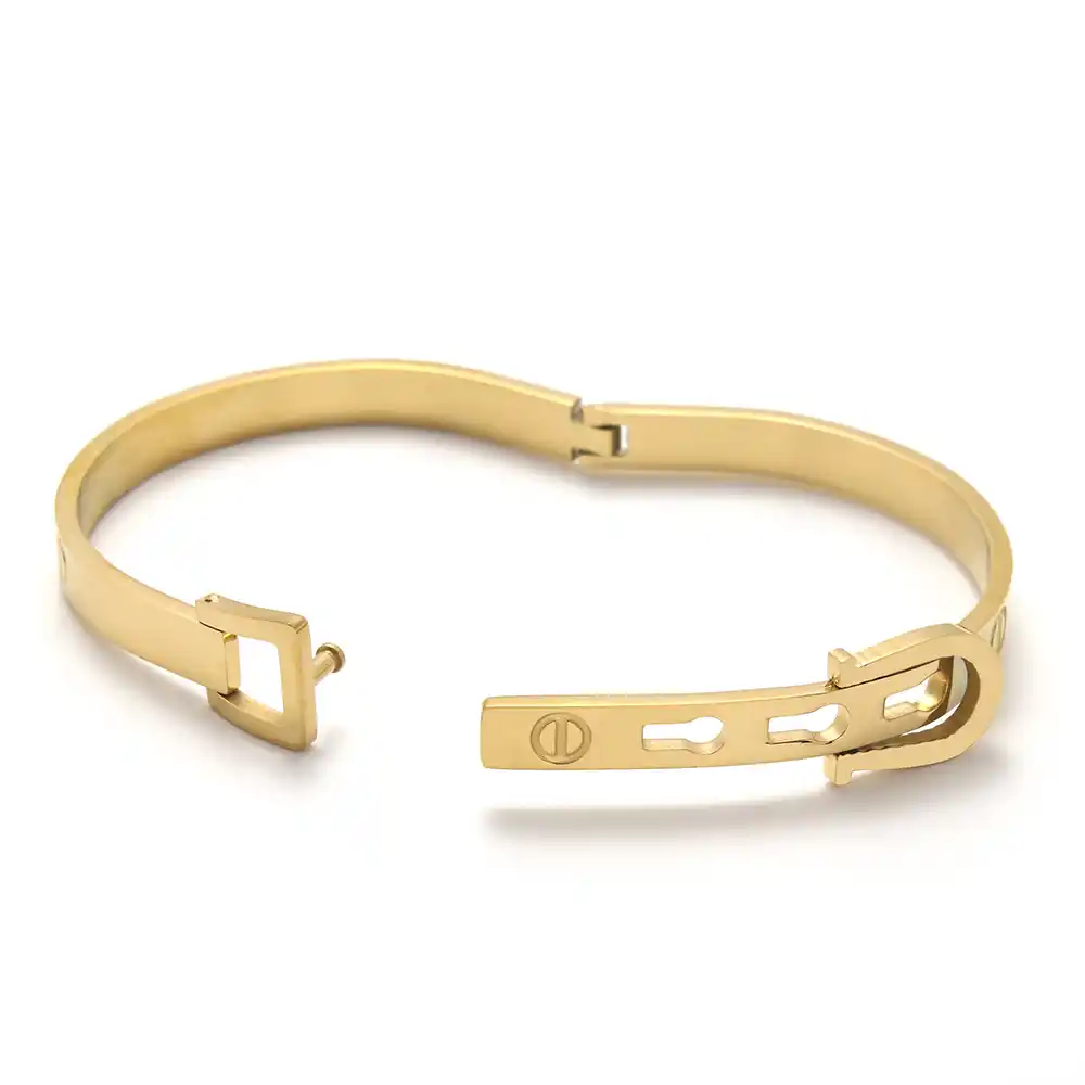 18k Yellow gold plated C belt bracelet - Image 3