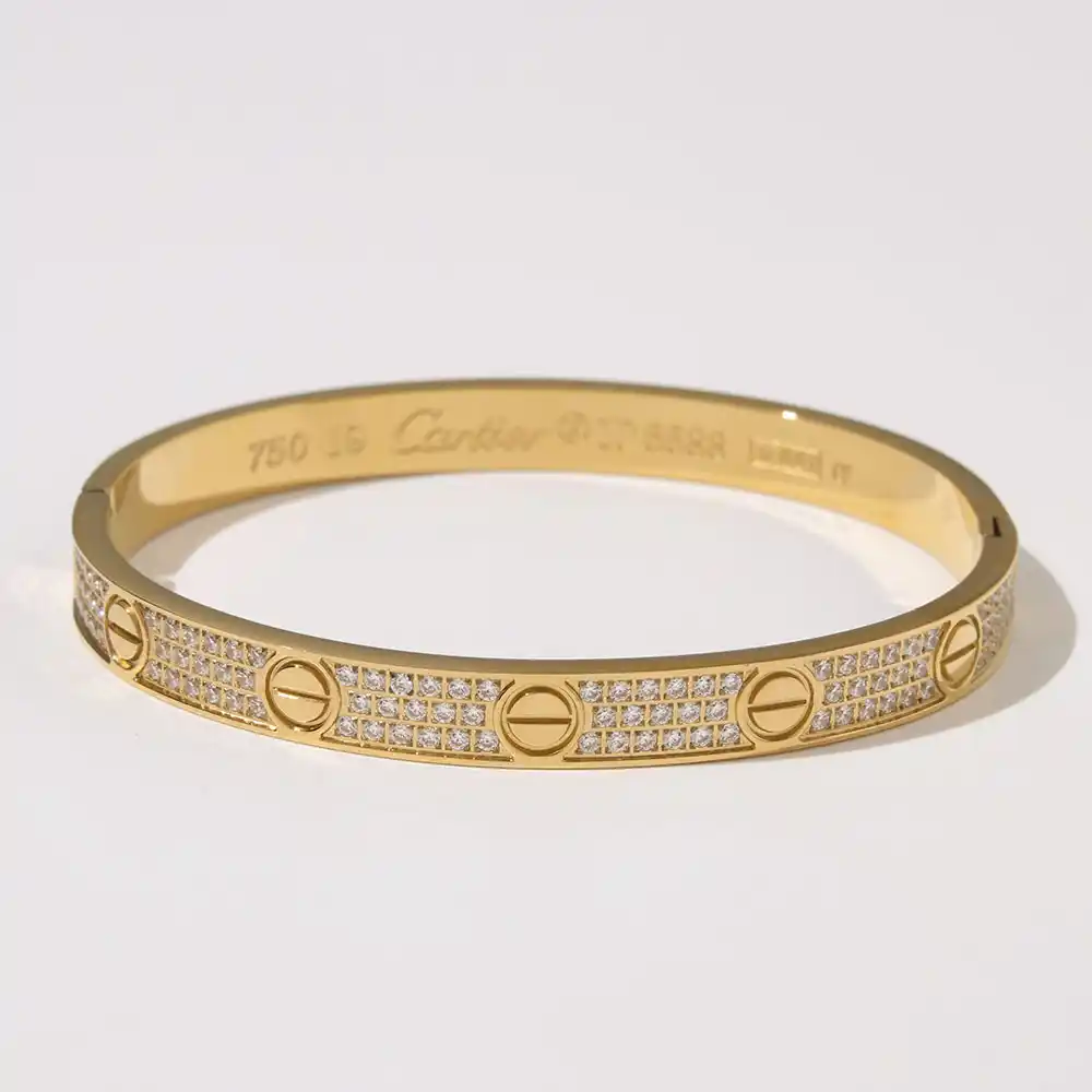 18k Yellow gold plated C bracelet with multiple stones clip on