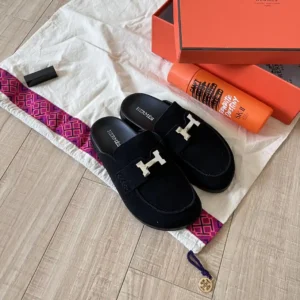 HM Black suede slip ons