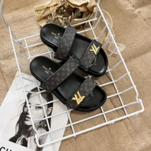 LV Black sandals with buckles