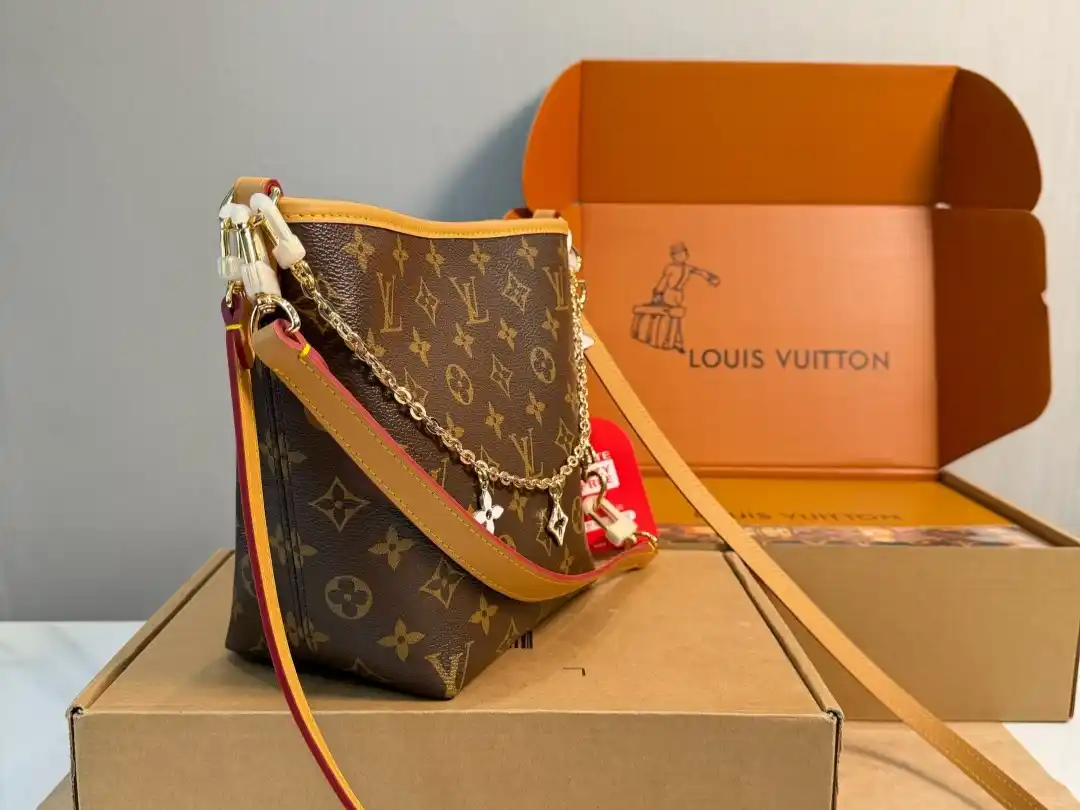 LV Brown Triangle bag with White Logo charms - Image 2