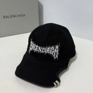 BL Black Cap with Visor Cut Outs on Both Sides and Metal Cuffs White Name
