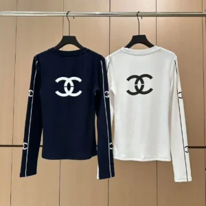 CC Ladies Long Sleeve Tight Fit Round Neck Top with Logo at the back